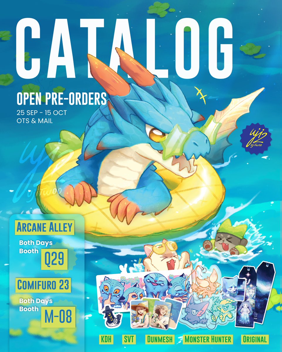 Ujitwoo's tweet photo. [1/2]🩵🔁! ˚୨ৎ  ᔦꙬᔨ ୨ৎ⭒ 

Ujitwoo's catalog!
 #ArcaneAlley, Booth Q29
#cf23, Booth M-0 8

📅25 Sep -  15 Oct 2026
📪Pick up - Mail Order
🔗Link form bellow
🪄 Monster Hunter, Kpop Demon Hunter, Dungeon Meshi, Original, Seventeen

#CF23Catalog #comifuro23 #Monsterhunter https://t.co/mVC7kDGCtR