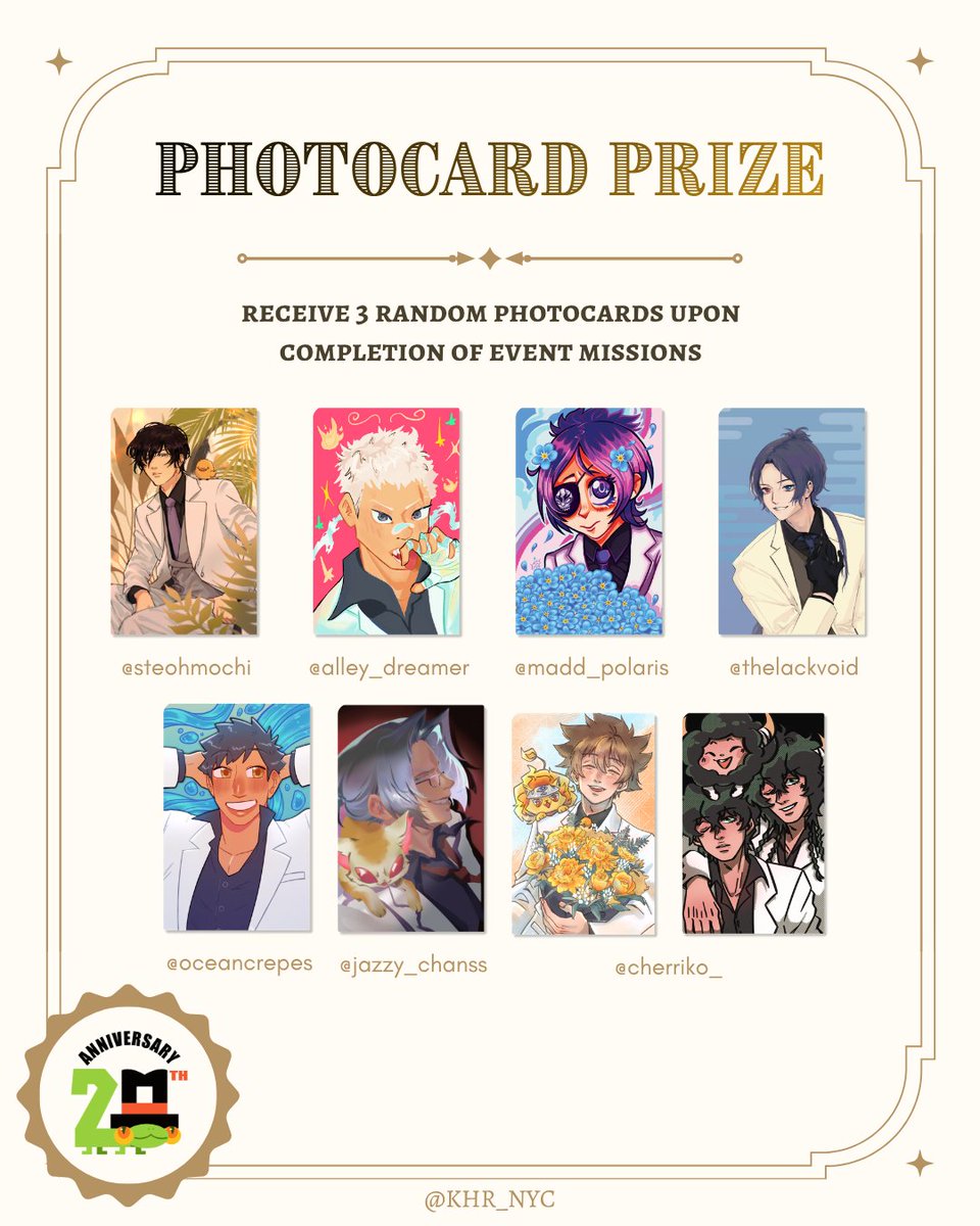 khr_nyc's tweet photo. DEL VENTESIMO 
Prize Previews ✨ 

💥 receive 3 random photocards and stickers upon completion of event missions (mission details TBA)

📌 Event info in pinned https://t.co/vtIYa38UU4