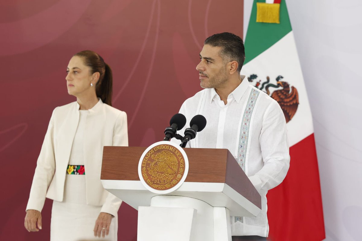 OHarfuch's tweet photo. En Tabasco, por instrucciones de la Presidenta @Claudiashein, reforzamos tareas de investigación y presencia operativa de @Defensamx1 @SEMAR_mx  @GN_MEXICO_ @SSPCMexico . En agosto de 2026, el promedio diario de víctimas de homicidio doloso disminuyó 54% respecto a noviembre de 2024.

Del 1 de octubre de 2024 al 15 de septiembre de 2026, el trabajo coordinado del @GabSeguridadMX y las autoridades estatales permitió:

🔹 Detener a más de 6 mil 500 personas.
🔹 Asegurar más de 2 mil armas de fuego.
🔹 Asegurar cerca de 13 toneladas de droga.

Las operaciones continuarán para detener a generadores de violencia, combatir la extorsión y desarticular estructuras delictivas. Trabajamos todos los días para que estos resultados se traduzcan en mayor seguridad y tranquilidad para las familias tabasqueñas.