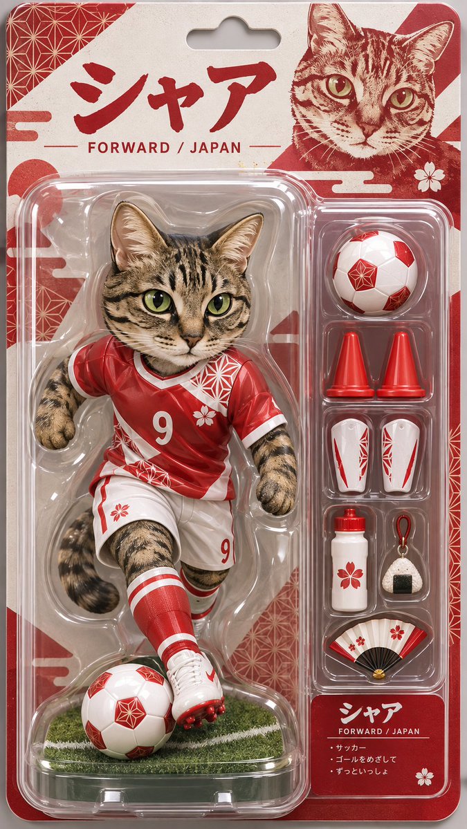 daharasanr's tweet photo. ChatGPTでシャア、セイラ、林太郎のサッカー選手フィギュア画像を作ってもらった。林太郎（りんたろう）やで、チャッピー。 https://t.co/h6NkMZInxw