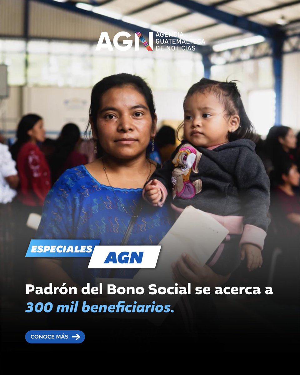 AGN_noticias's tweet photo. #EspecialesAGN | El padrón del Bono Social se acerca a 300 mil beneficiarios. 👨👩👧
Una cifra que marca el crecimiento del programa social en Guatemala.
https://t.co/M9cLYieyfj
#AGN #Guatemala https://t.co/EDDes1Clqe