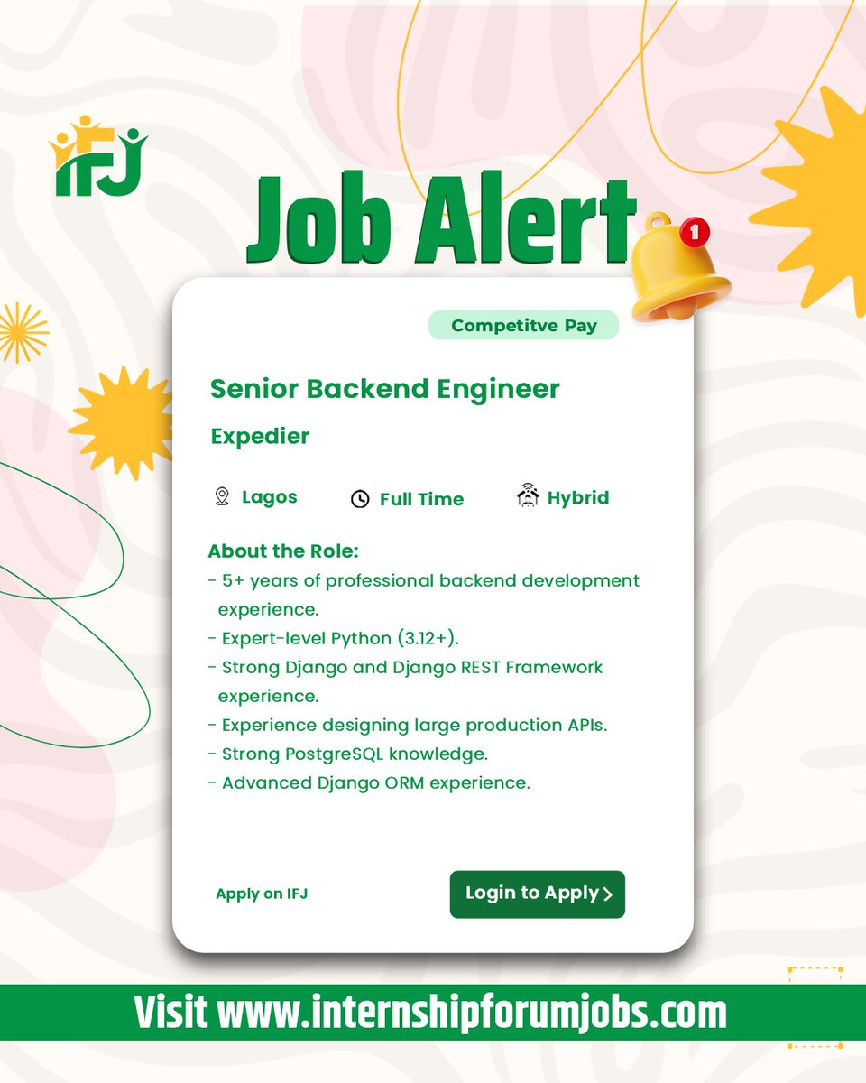 ifj_platform's tweet photo. IFJ WEEKLY JOB DISGEST ⚡🔥

1️⃣ Hadij Resources – Assistant Accountant
2️⃣ Expedier – Sr. Software & Sr. Backend Engineers
3️⃣ DMIDAF – Real Estate Sales Exec (₦100k–₦150k)
4️⃣ Roles at Finova, VURIN, Agary Pharm & more!

Apply on IFJ App: https://t.co/jBMyQhAwwg

WhatsApp Channel: https://t.co/l1QsyNfvib #TechJobs #JobsInNigeria #NaijaJobs #Hiring #CareerTok