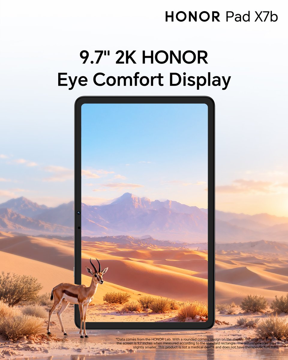Honorarabia's tweet photo. Tough when life gets rough, easy on your eyes, and with you all day long. It's all in #HONORPadX7b ✨

يتحمّل كل الظروف، مريح لعيونك، ووياك طول اليوم. كله في #HONORPadX7b ✨ https://t.co/tQgpW8u7Sj