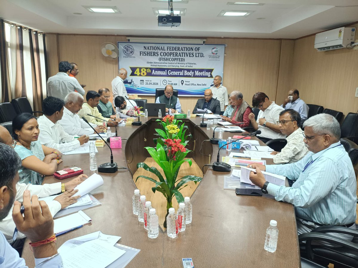 fishcopfedindia's tweet photo. Glimpses from the 48th Annual General Meeting of FISHCOPFED, successfully held today at our Head Office in New Delhi. We remain committed to empowering the fishing community and shaping a brighter future for the cooperative sector. https://t.co/4D9phBMFAp