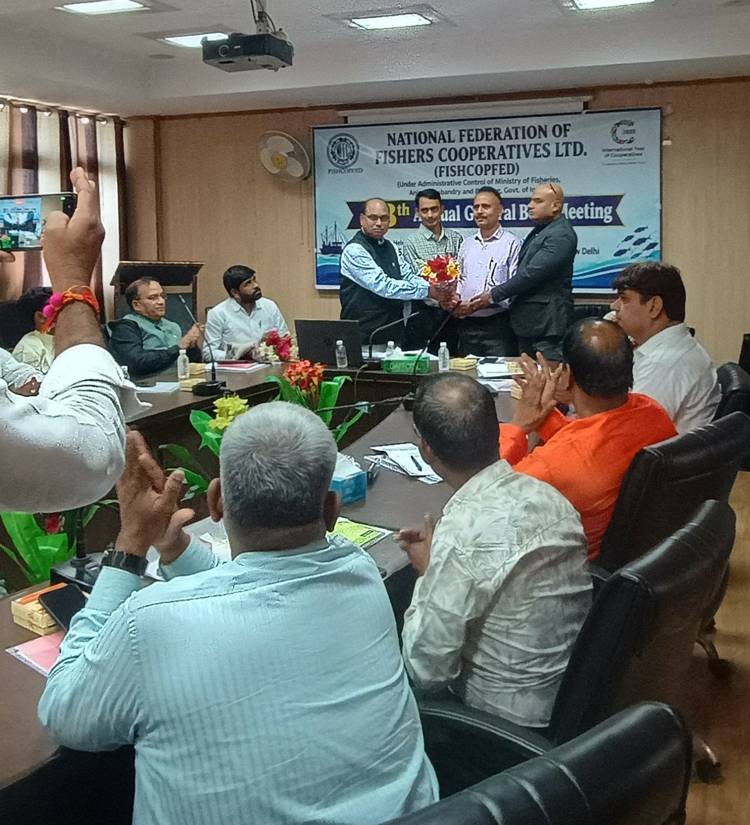 fishcopfedindia's tweet photo. Glimpses from the 48th Annual General Meeting of FISHCOPFED, successfully held today at our Head Office in New Delhi. We remain committed to empowering the fishing community and shaping a brighter future for the cooperative sector. https://t.co/4D9phBMFAp