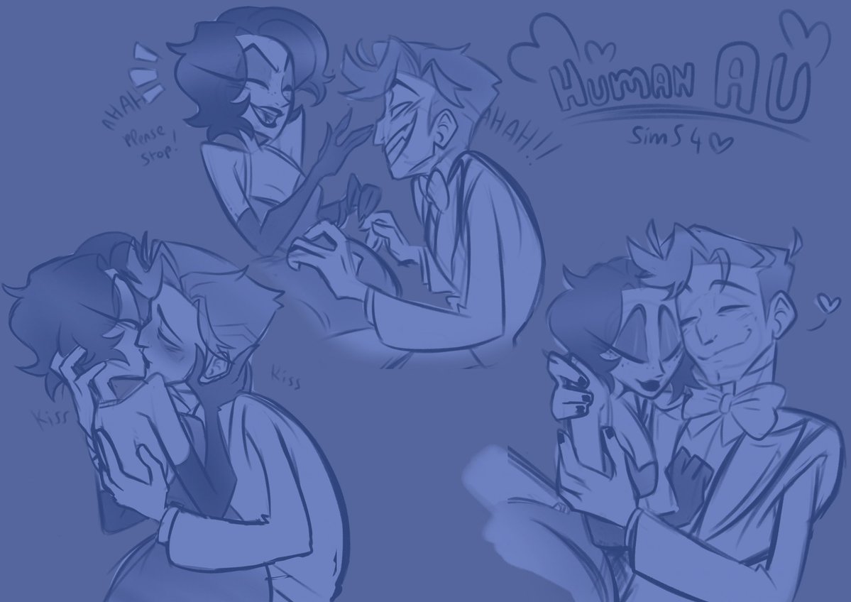AshleyWiberHH's tweet photo. I played The Sims 4 again not too long ago and, of course, I made Vincent and Ash. 🥹💕 Their little love story inspired me so much that I wanted to draw them back when they were still human. 🌷✨
#vincentwhitman #hazbinvox #ocxcanon https://t.co/0o3iPfO099