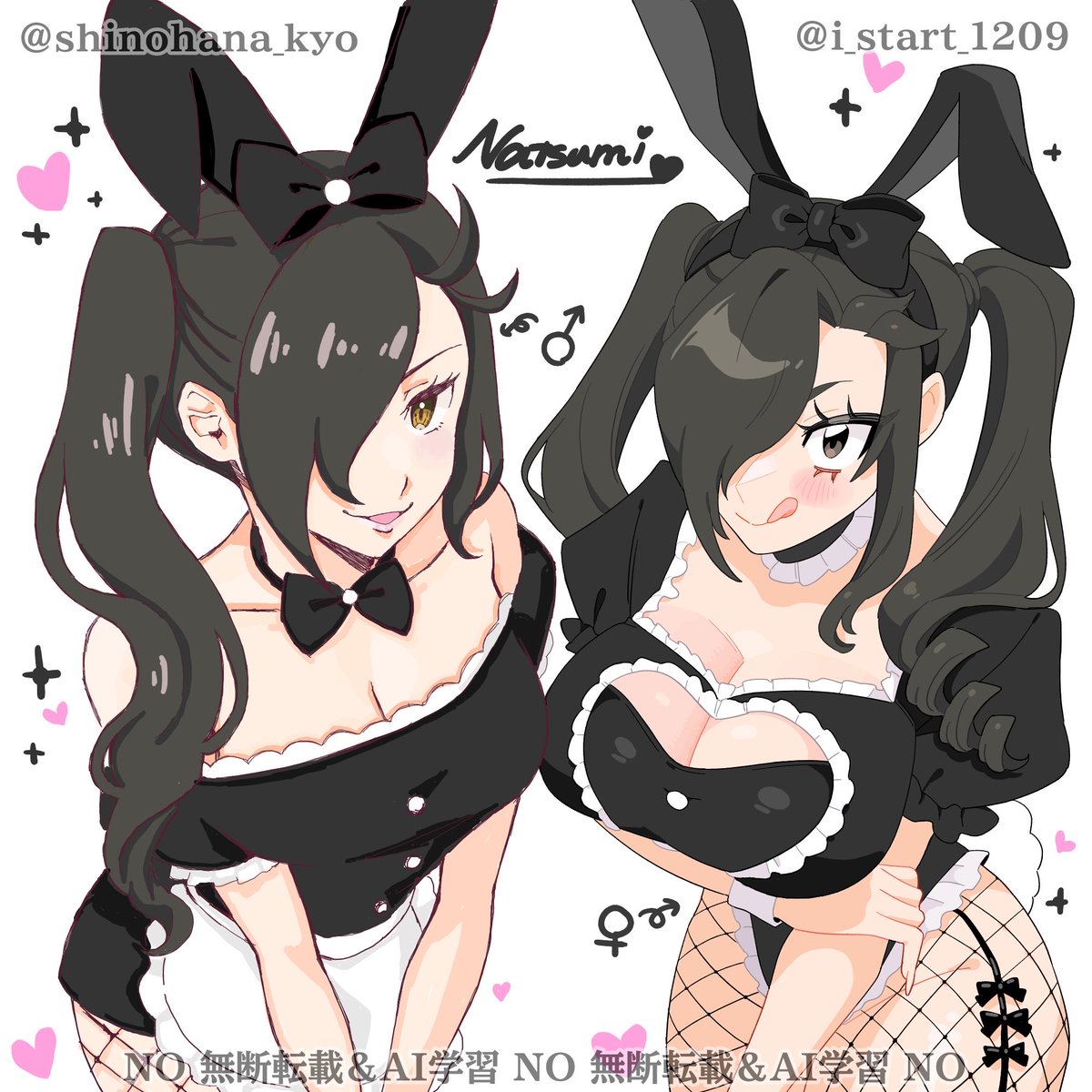 i_start_1209's tweet photo. 🐰ナツミ女装＆にょた🖤ᩚバニー絵チャ🐰

♂▶︎@sinohana_kyou 
♀▶︎わたし https://t.co/k1gS0VI3Zv