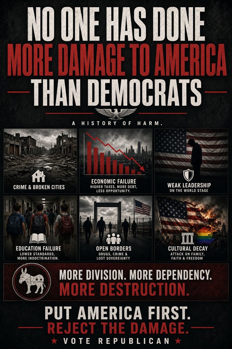 Pixie1z's tweet photo. No one has done more damage to America than democrats.

Given the chance, they will destroy America. https://t.co/weLRmBRzcO