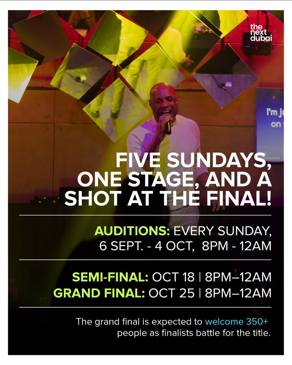 RobbinAltvjft's tweet photo. تعود المواهب المحلية في دبي إلى دائرة الضوء! تعيد Lucky Voice Dubai مسابقة Got Talent Vol. 7 هذا سبتمبر، بفرصة للمغنين والفنانين للفوز بجوائز تتجاوز 30, 000 درهم. https://t.co/BllKq0RXj5
