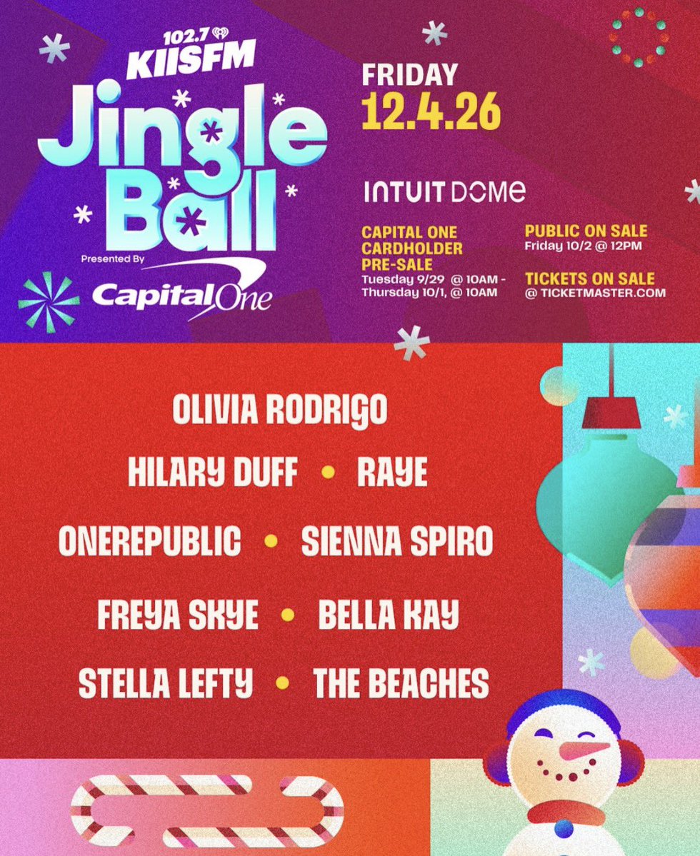 1Republic_Spain's tweet photo. Just announced! @OneRepublic will perform at the iHeartRadio Jingle Ball - LA, Chicago, Detroit, DC, Philadelphia and Nashville. Ticket sale on Friday! ✨ https://t.co/eQgEGzCbqa