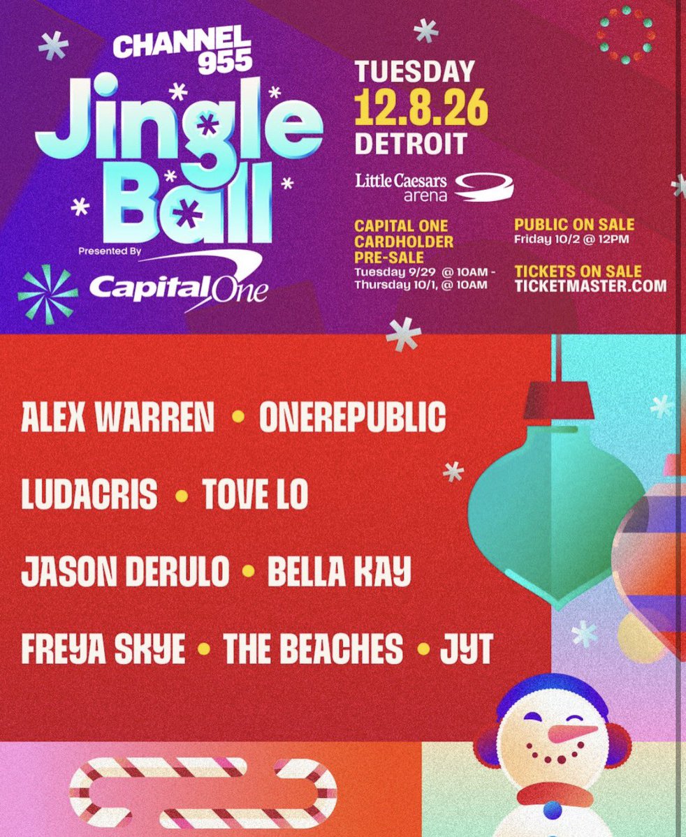 1Republic_Spain's tweet photo. Just announced! @OneRepublic will perform at the iHeartRadio Jingle Ball - LA, Chicago, Detroit, DC, Philadelphia and Nashville. Ticket sale on Friday! ✨ https://t.co/eQgEGzCbqa