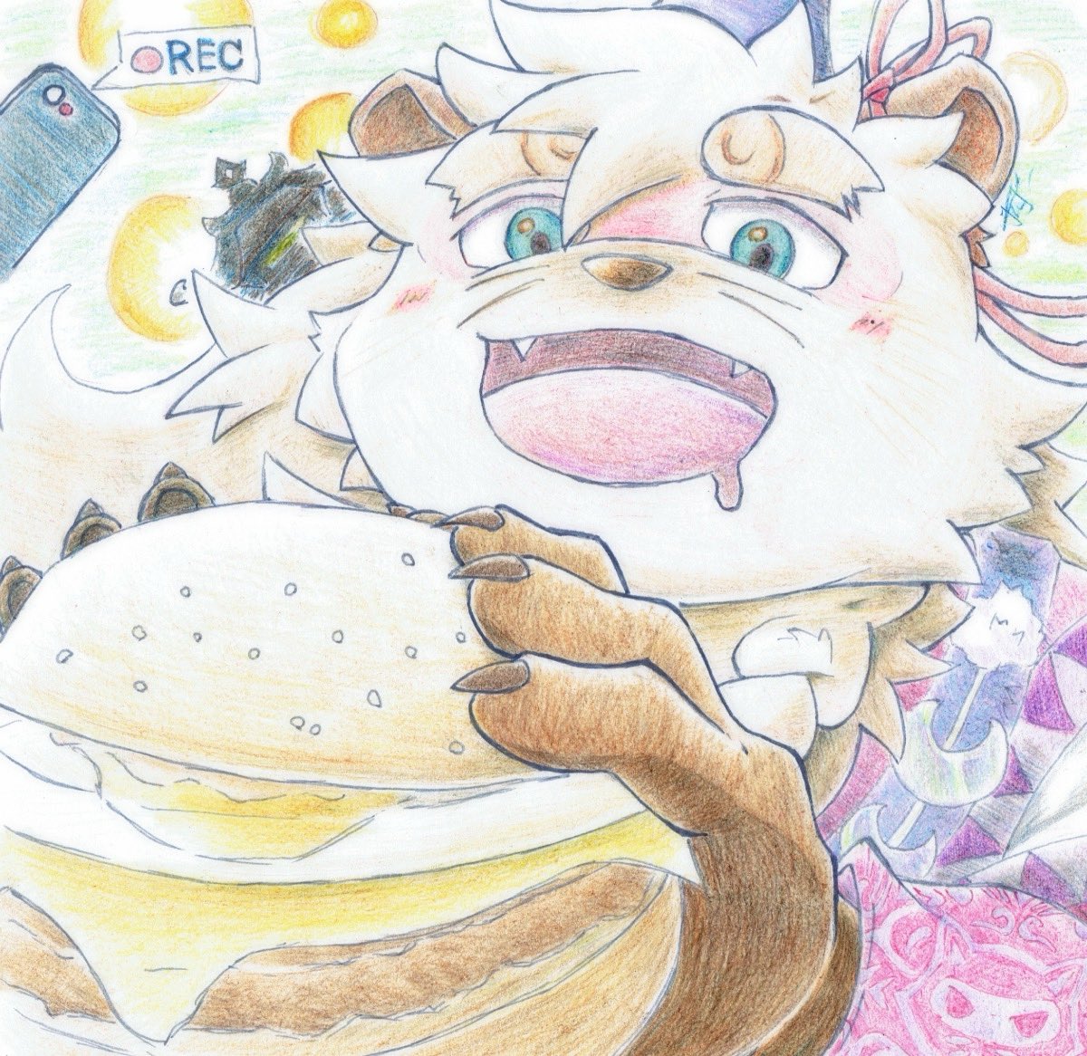 hadounooroshi01's tweet photo. 今日は、月がきれいやなぁ……

ところでおまはん、これ、食べてもええん？

ほえぇ、「月見バーガー」いうんやなぁ。東京では、おいしそうなもの、ぎょうさんあるんやなぁ！

……おタサ、月見バーガーで幸せになれるなら、いくらでも食べさせてやるからな。 https://t.co/nZ4iHNSCli