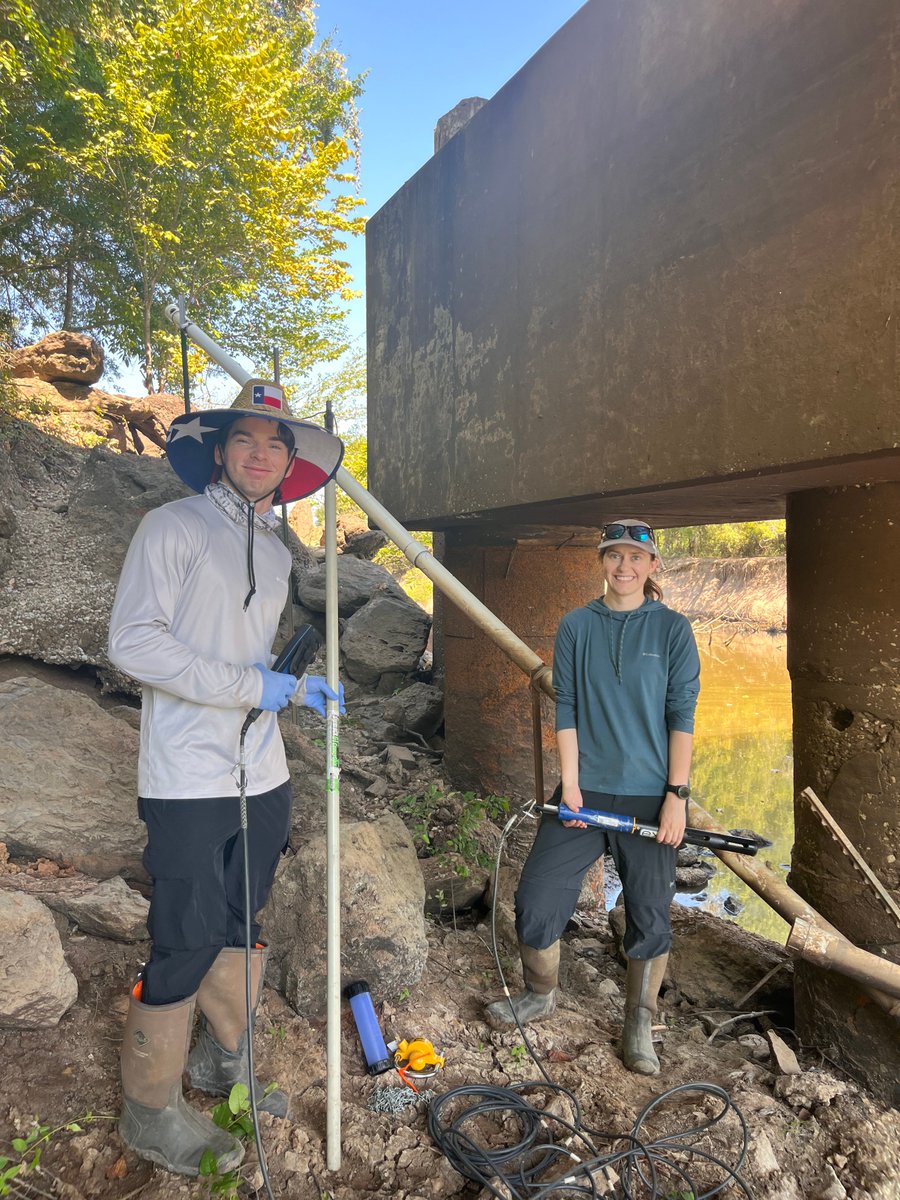 TxWRI's tweet photo. It's been a busy first month for our fall water interns, Vienna Cheng and Bryce Cannon!

The two @tamu undergraduates have been out in the field assisting our water team with monitoring and helping out on projects in the office.

We've enjoyed having them on our team! https://t.co/oUJdBOPQKE