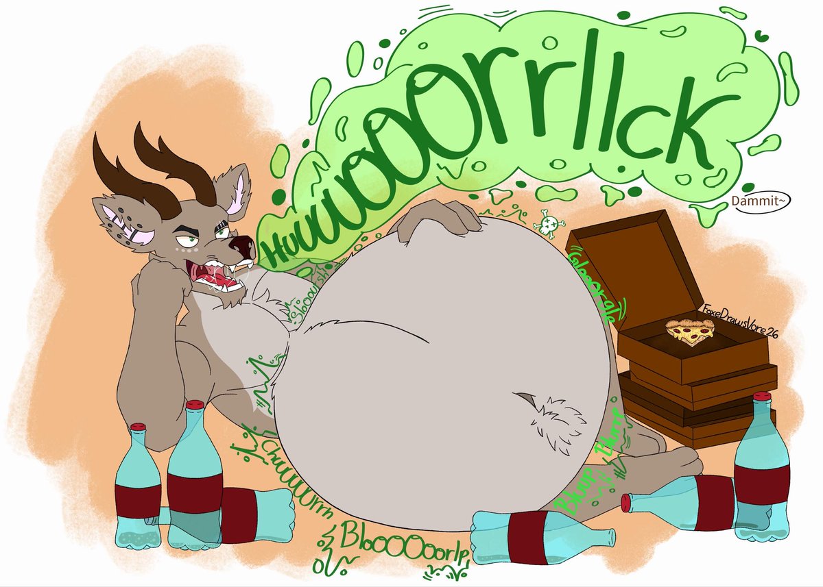 FoxeDraws's tweet photo. CW: vore &amp; digestion

A deer in his natural habitat can be seen here, all hungry and still craving for more~

Fanart for @TheFluffyBoyy 

#vore #belly #burp https://t.co/62DKLJfs8J