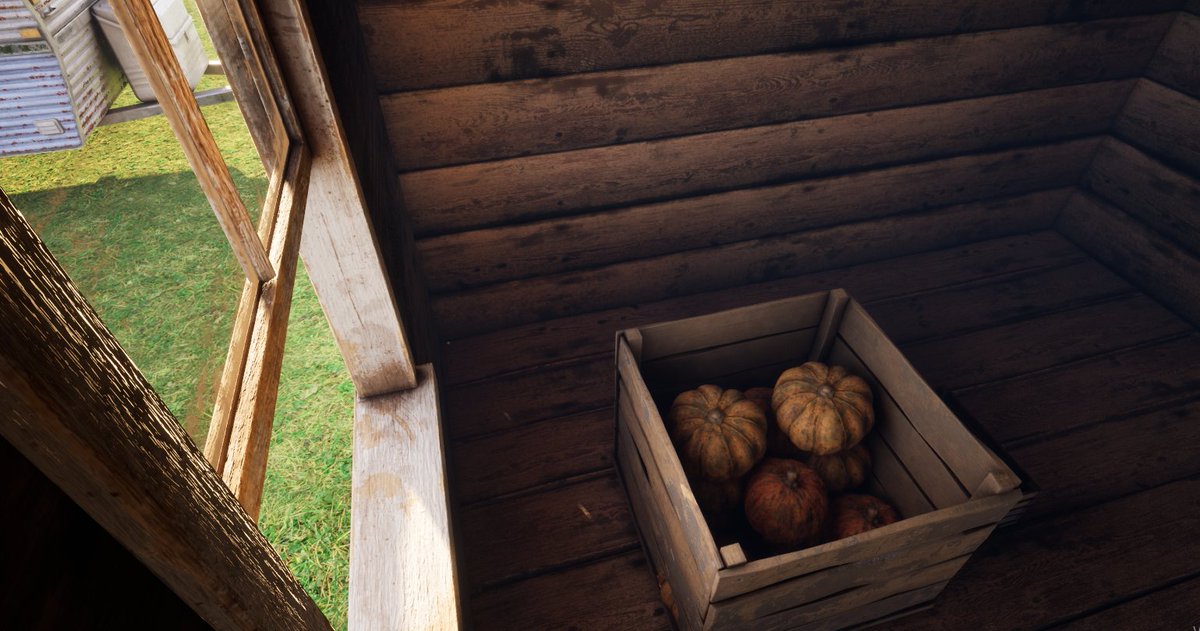 asliuzmcgluu's tweet photo. Life is starting in Pirate Town! 🏡✨
Building our first house next to the track! Cozy interior set up, track view from the window, and pumpkins harvested. 🎃🏁
#IndieDev #UE5 #GameDev #PirateDrivers #LevelDesign #PirateTown https://t.co/1IFU77R287