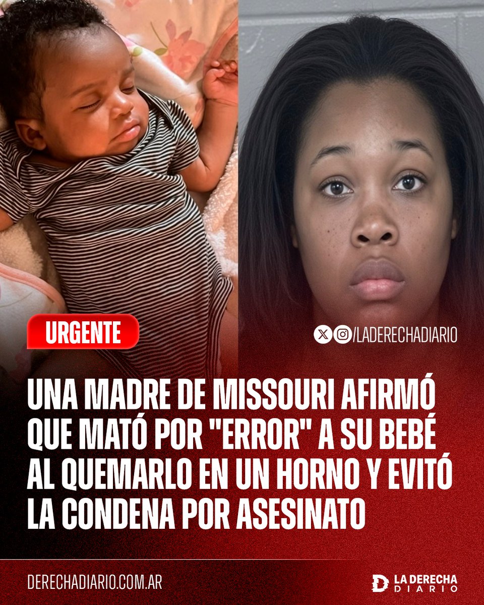 laderechadiario's tweet photo. 🚨🇺🇸 | ESTO QUIERE EL FEMINISMO: Se reveló el caso de Mariah Thomas, una madre de Missouri que logró evitar la condena por homicidio en primer grado tras asesinar a su bebé recién nacida quemándola en un horno, al justificarse alegando que "lo hizo por error", y recibió una condena de solo 13 años de cárcel por "abandono de un menor" como parte del acuerdo con la fiscalía.