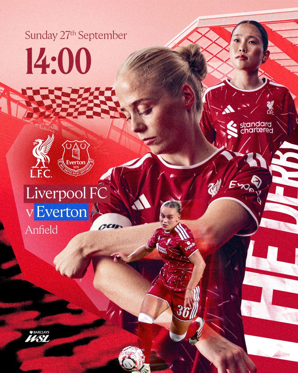 LiverpoolFCW's tweet photo. Matchday at ANFIELD 🤩🏟️

The Reds take on Everton in the Merseyside derby 🔴 https://t.co/F4lVN2VYHK