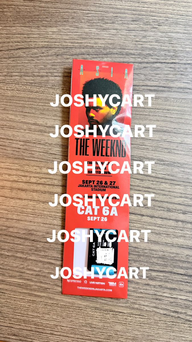 joshycart's tweet photo. WTS // WANT TO SELL 
The Weeknd DAY 1 Jakarta

CAT 6 — artist presale front row 

💸 750.000
✅ sudah ditukar WRISTBAND
✅ COD VENUE BESOK
✅️ Harga underprice bgt murah

dm yaaa! 
#WTS #WTB #THEWEEKNDINJAKARTA https://t.co/oCc5kWsPlr