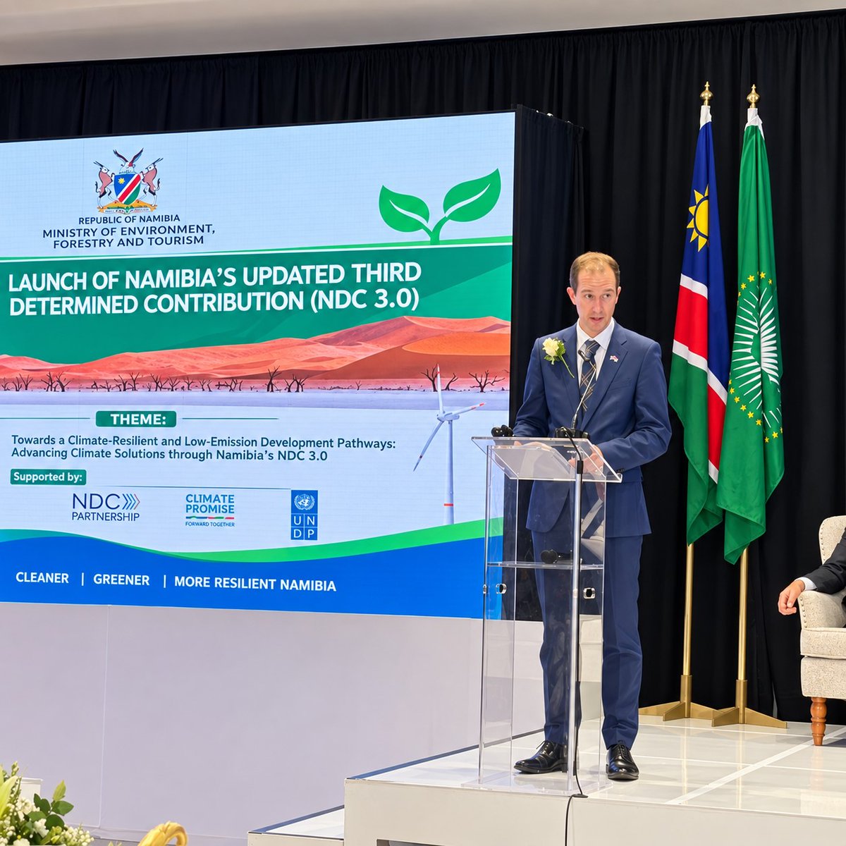 UNNamibia's tweet photo. Climate resilience cannot sit with one ministry alone.
Led by @MinistryofEnvi2, 🇳🇦’s #NDC3 calls for climate action to shape planning, budgets &amp; investment across government and society.
@UNNamibia stands with Namibia as ambition moves to implementation. #ClimateAction https://t.co/wRoealCv6Z