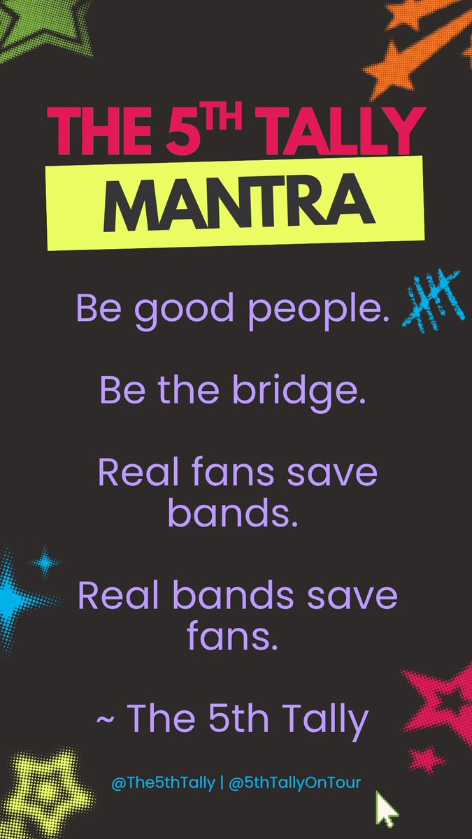 the5thtally's tweet photo. Welcome to the 5th Tally! We’re so happy you’re here and we hope you’ll join us in creating a kinder and more positive space for all. Real fans save bands, real bands save fans! Coming soon. 🩷 - ☔️🌱🎟️🔮

@5thTallyOnTour @5thTallyMedia @the5thtally https://t.co/FH8IzoQrbF