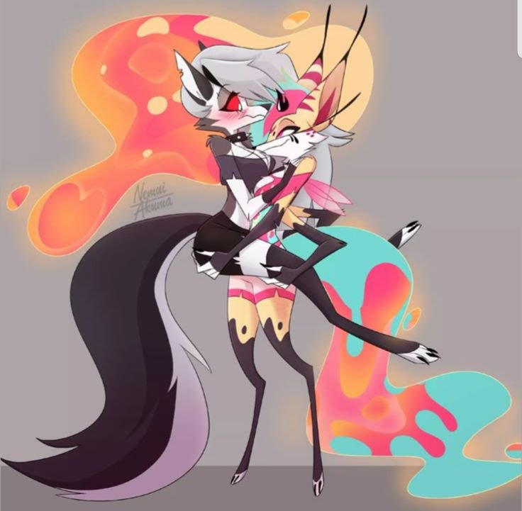 herryton63473's tweet photo. Caught in the spotlight... and her arms 💖....... 
Artby @NemuiAkuma
#Loona #BeelzeBub #Hazbinhotel #HelluvaBoss‌fanart https://t.co/a4QhAvKF6X