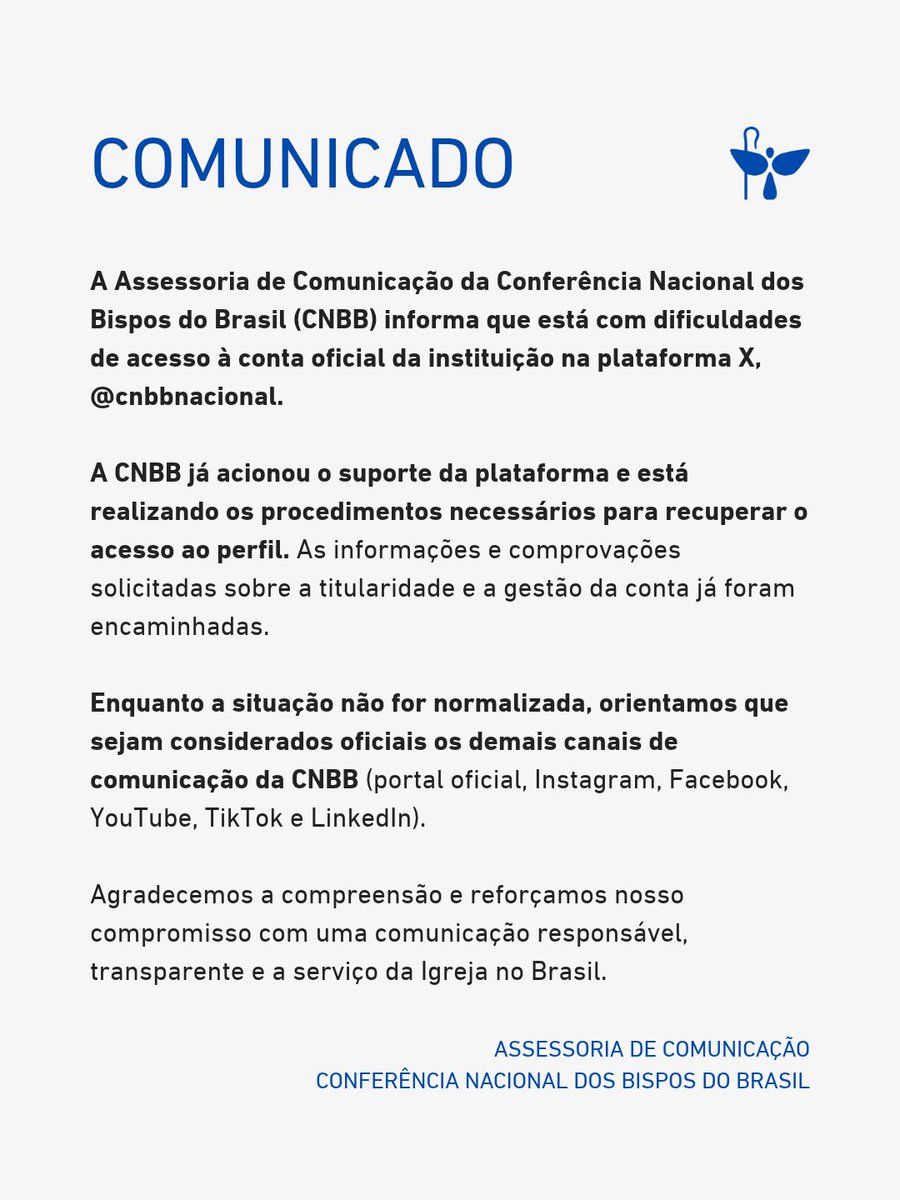 lazarorosa25's tweet photo. A Conferência Nacional dos Bispos do Brasil (CNBB) informou que a conta oficial da instituição aqui no X  foi derrubada.

PROTEJAM A MÃE DO BRASIL
DEFENDAM APARECIDA
NINGUÉM TOCA NA PADROEIRA https://t.co/BQRGubrg54