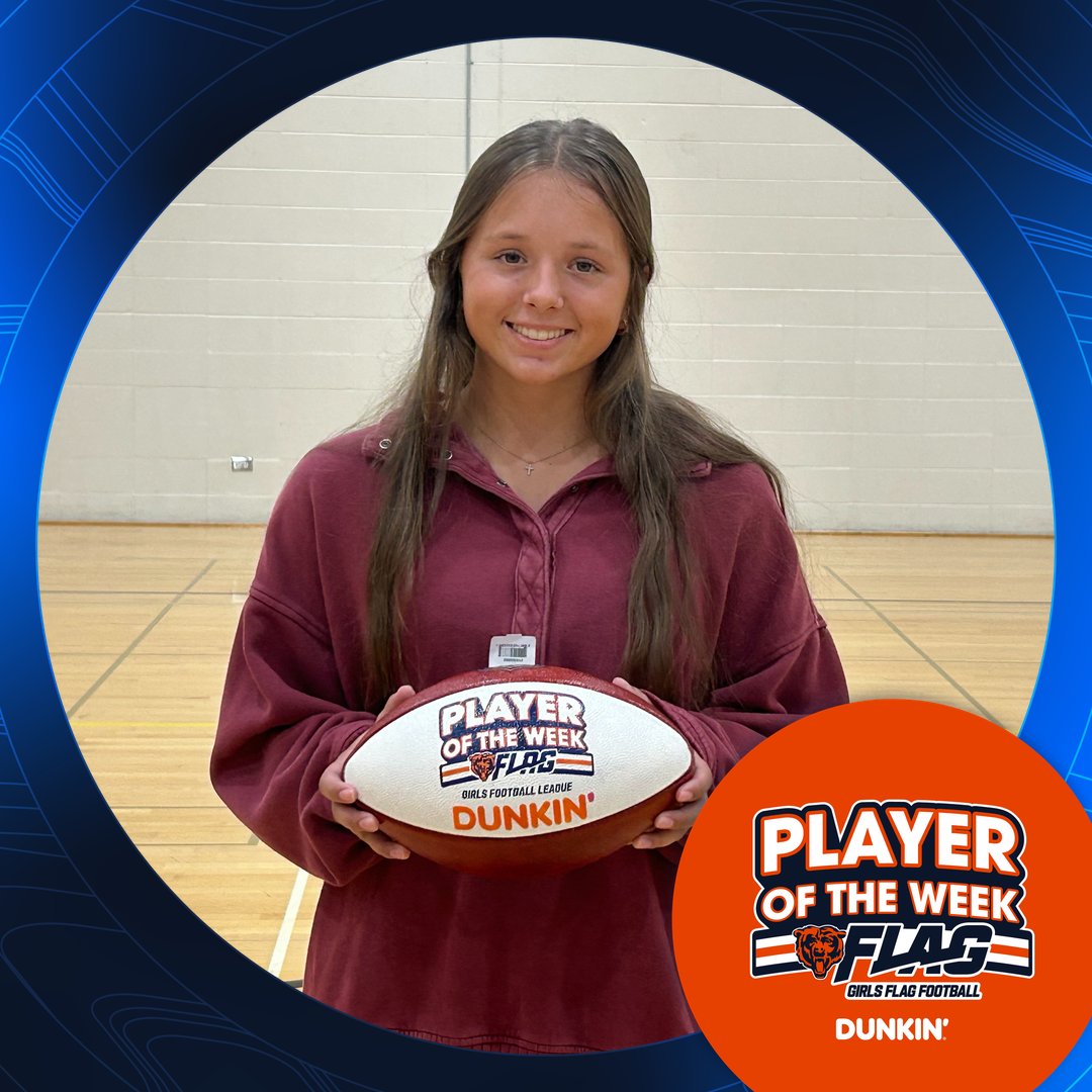 BearsOutreach's tweet photo. Congratulations to Moriah Herr from Wheaton North High School on being selected as the Week 4 Chicago Bears Girls Flag Player of the Week. #ThisisHSFootball 👏🔥🏈 https://t.co/oGVLsSocDw