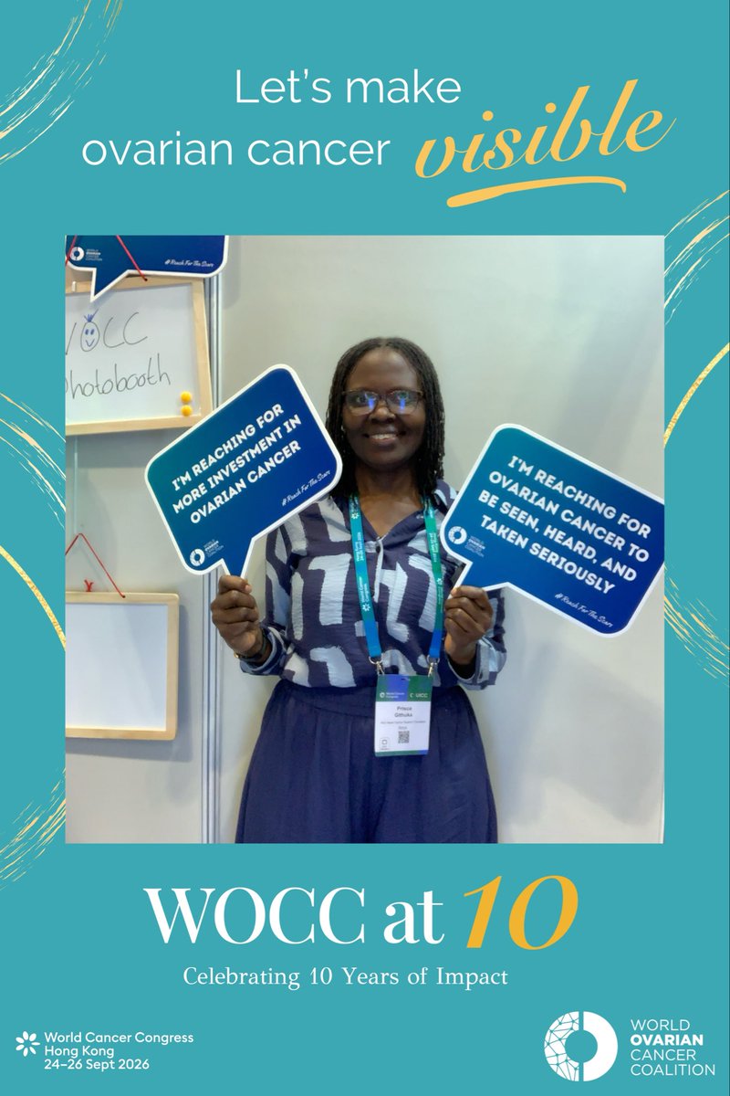 PriscaGithuka2's tweet photo. Day 2 of  #WorldCancerCongress gained momentum&amp;  learnings continued. I was happy to connect with the World Ovarian Cancer Coalition  team, and I added my voice to the ovarian cancer campaign.

#WCC2026 #WCC #OvarianCancerAwareness #OvarianCancer

@MOH_Kenya @IGCSociety https://t.co/jYbmO1I1DH