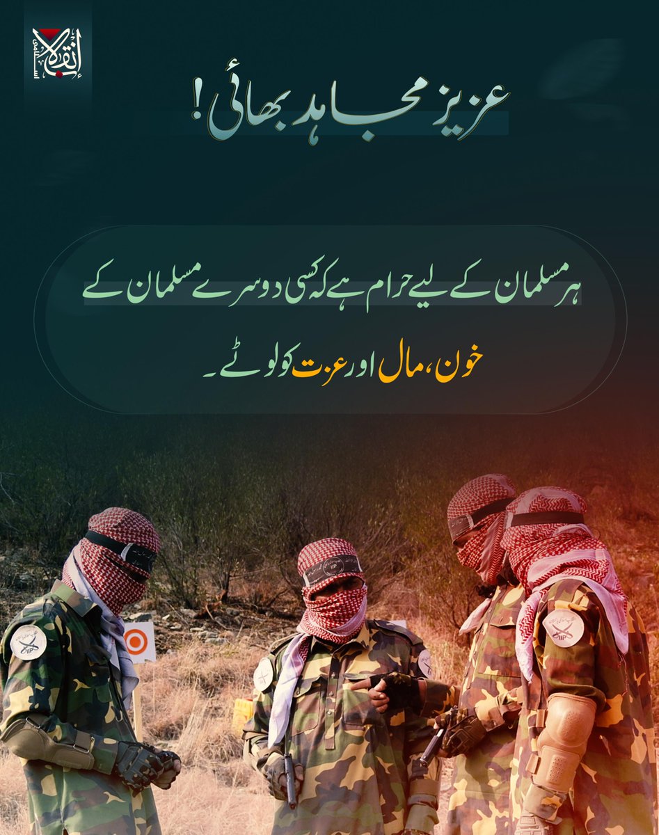 IIP_Media1's tweet photo. عزیز مجاہد بھائی!
ہر مسلمان کے لیے حرام ہے کہ کسی دوسرے مسلمان کے خون، مال اور عزت کو لوٹے۔

#انقلاب_اسلامی_پاکستان https://t.co/Rqck9lQbUc