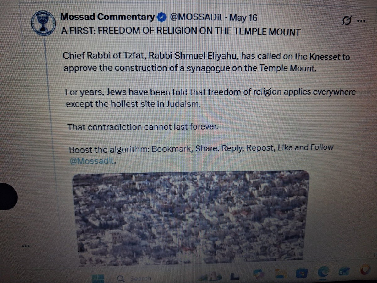 JohnHux03's tweet photo. @jaredkushner is trying to #create A Palestinian State.
He also has a #secret plan in Washington allowing #Access
Chief Rabbi (16-5-2026 ) has called on The Knesset to approve the construction of a #synagogue on The Temple Mount.
It's all falling into place :
Take a listen ! https://t.co/cnl0WOp2Ak