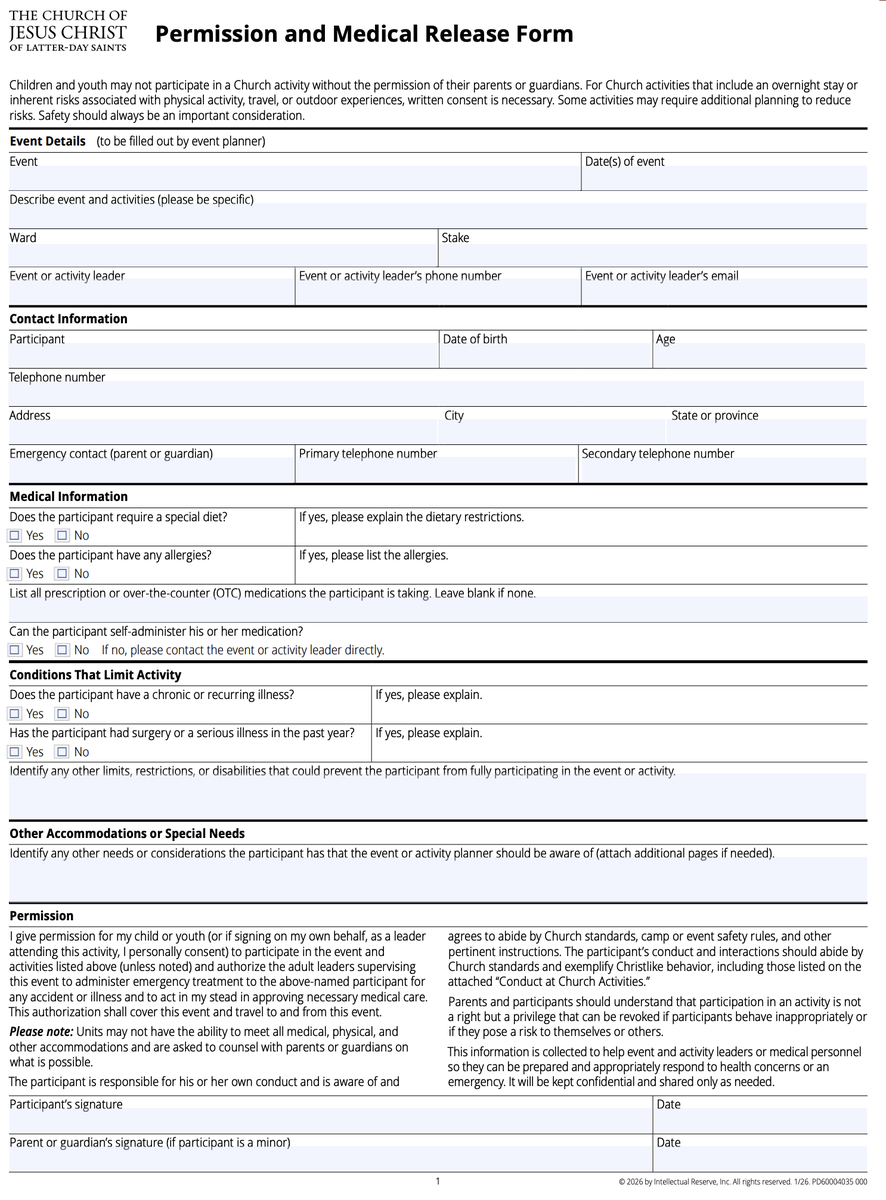 mhp_guy's tweet photo. IYKYK. This form is the enemy of all LDS youth leaders.

Want to plan a fun activity? Ask 40 parents to print and fill these out and return to you in person. Not happening

For the love of the game, I made a 100% free solution that works beautifully: https://t.co/3aLMXavgQo https://t.co/Itu9hmjCyg