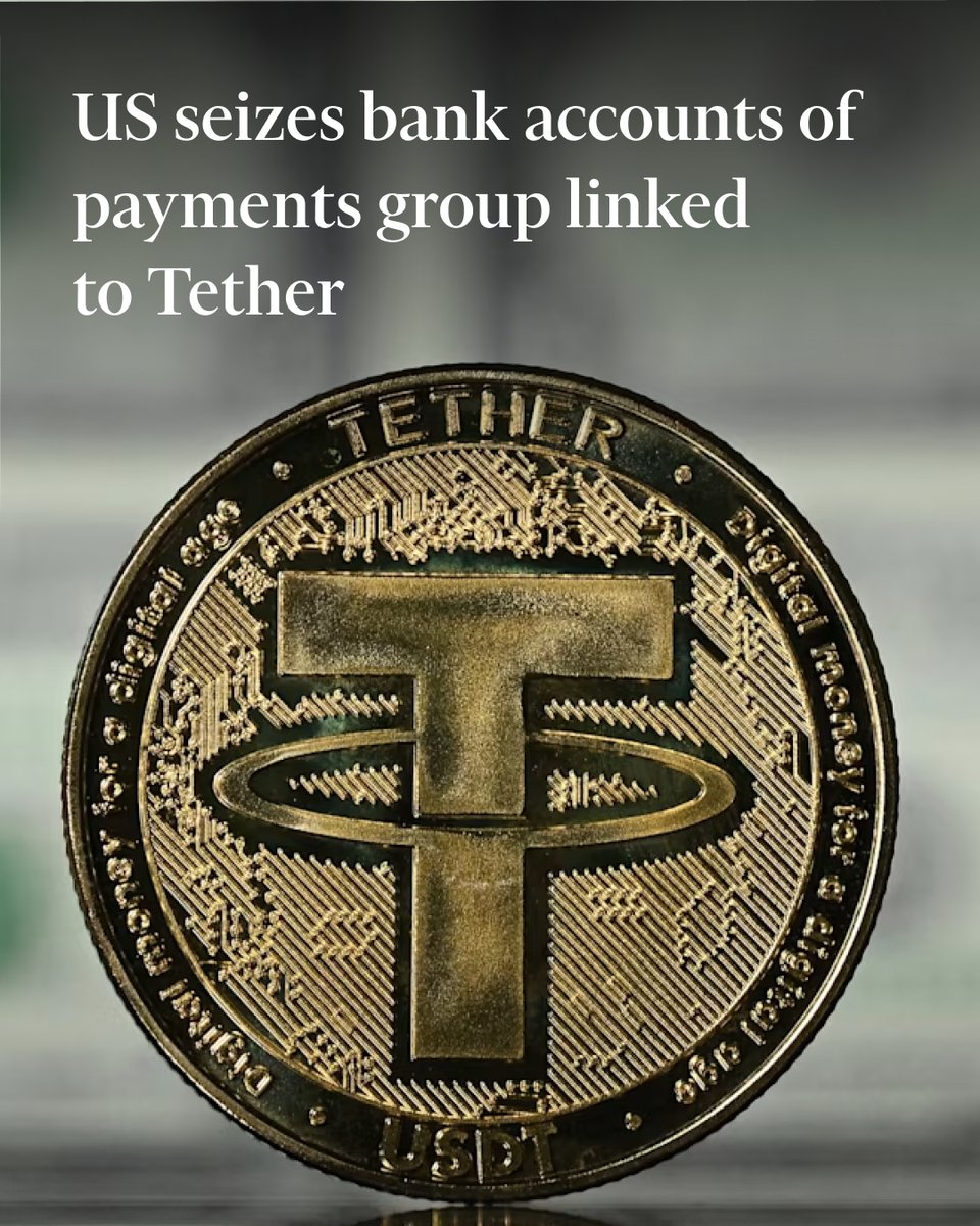 FT's tweet photo. Bank accounts of a Montana-based payments business working on behalf of Tether and Bitfinex have been seized by federal prosecutors who accuse it of making hundreds of millions of dollars of illegal transfers. https://t.co/9npH4sAhtV https://t.co/s05Z9tMnN9