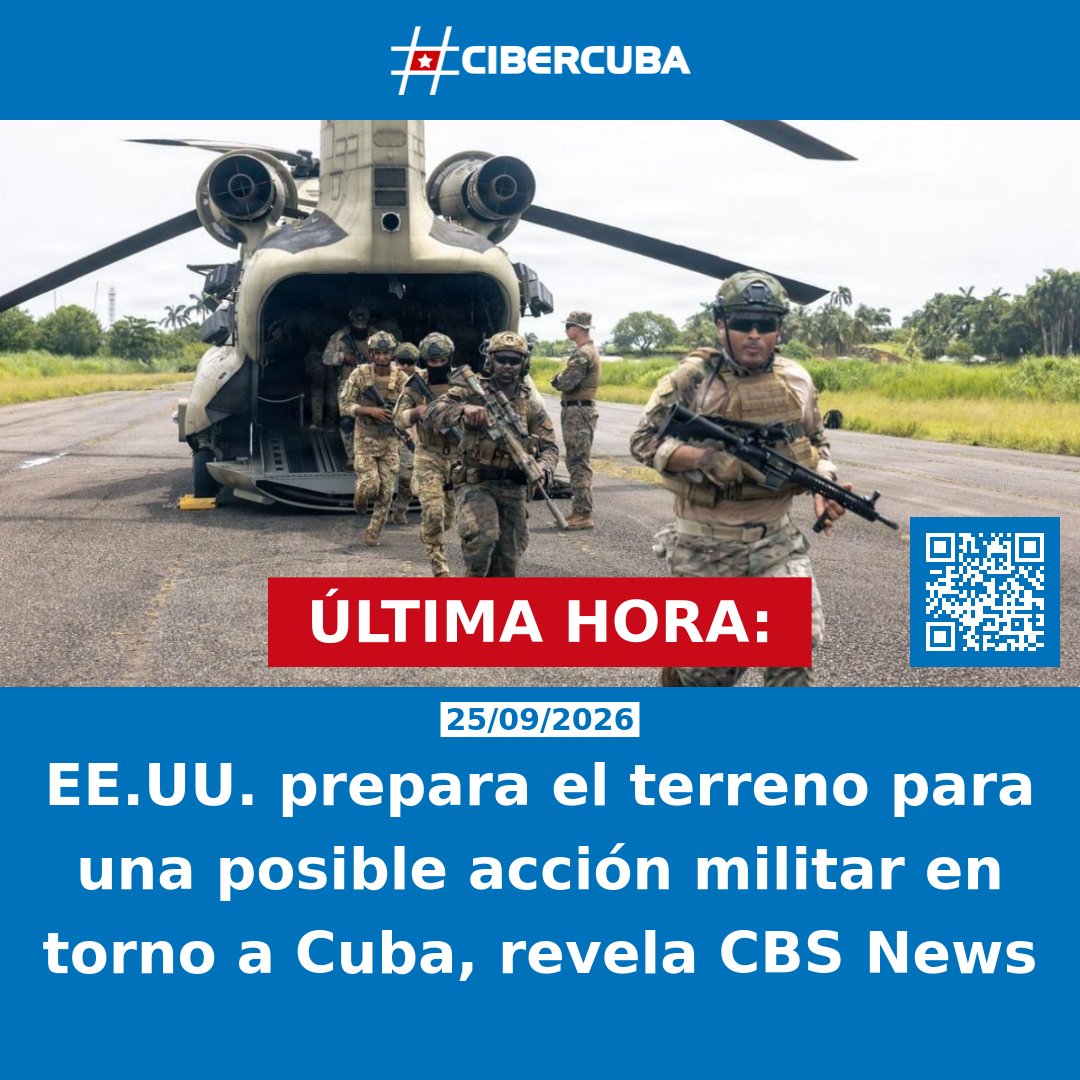 CiberCuba's tweet photo. EE.UU. prepara el terreno para una posible acción militar en torno a Cuba, revela CBS News

Detalles en el primer comentario 👇 https://t.co/ejiZbo8IDd