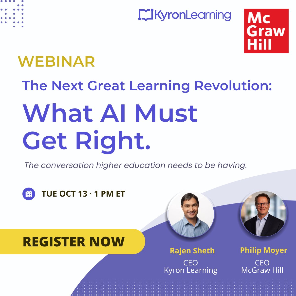kyronlearning's tweet photo. Two CEOs. One big question.

Philip Moyer (McGraw Hill) + Rajen Sheth (Kyron Learning) on what AI must get right in education.

The Next Great Learning Revolution · Oct 13 · 1 PM ET

🔗 https://t.co/TM9kYW2v35

#AIinEducation #HigherEducation #KyronLearning  @MHEducation https://t.co/Y4OIMrKzjy