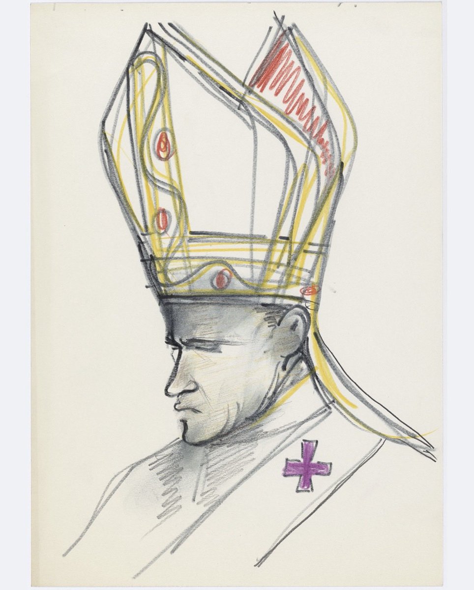 ClubConcrave's tweet photo. The devil wears Prada but the pope wears YSL!

To mark the historic visit of Pope Leo XIV to France, the Musée Yves Saint Laurent Paris shares little-known sketches of Pope John Paul II by Yves Saint Laurent. https://t.co/MJ28HA837H