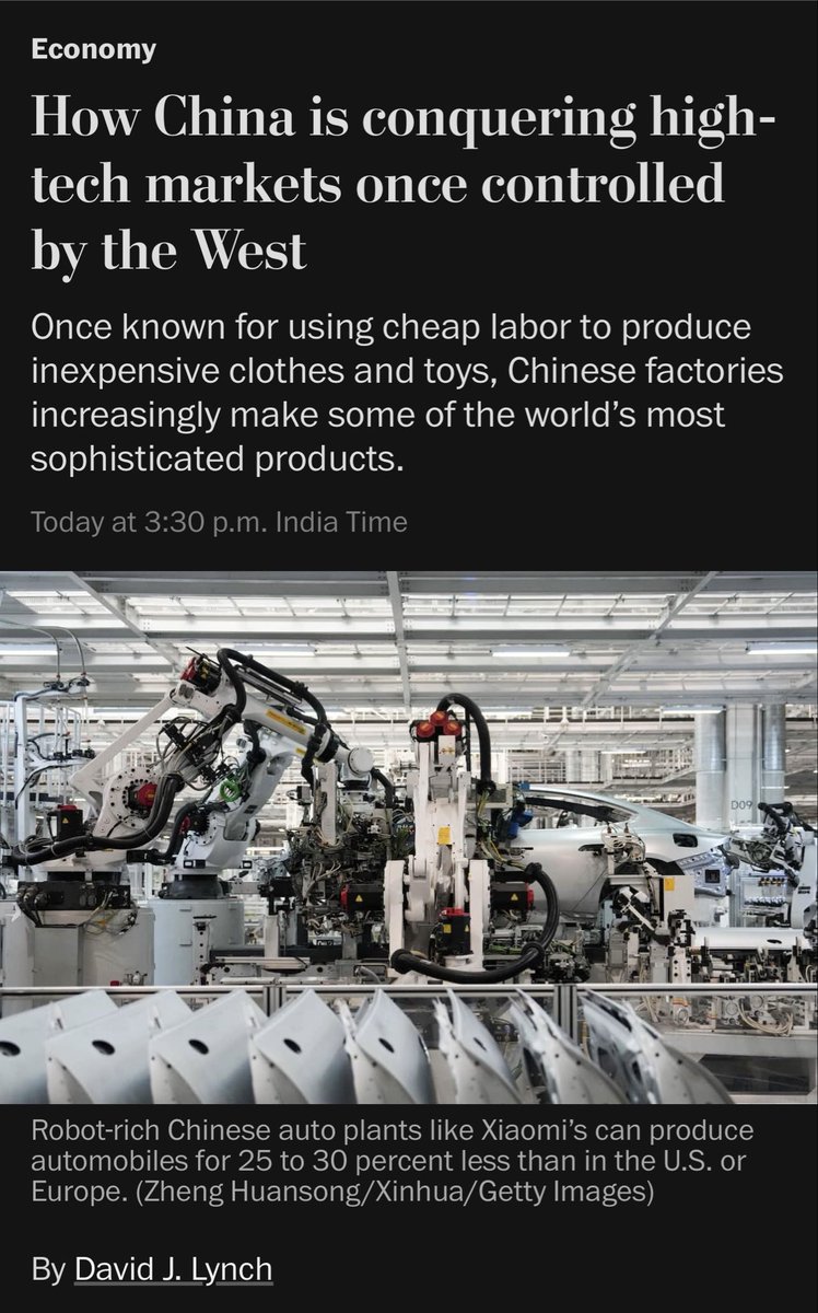 Kanthan2030's tweet photo. China now accounts for 32% of global manufacturing value added — more than the United States, Germany, Japan and South Korea combined!

But thanks to automation, Chinese factories today employ 18 million fewer workers than they did in 2013. https://t.co/fvuNhqazoC