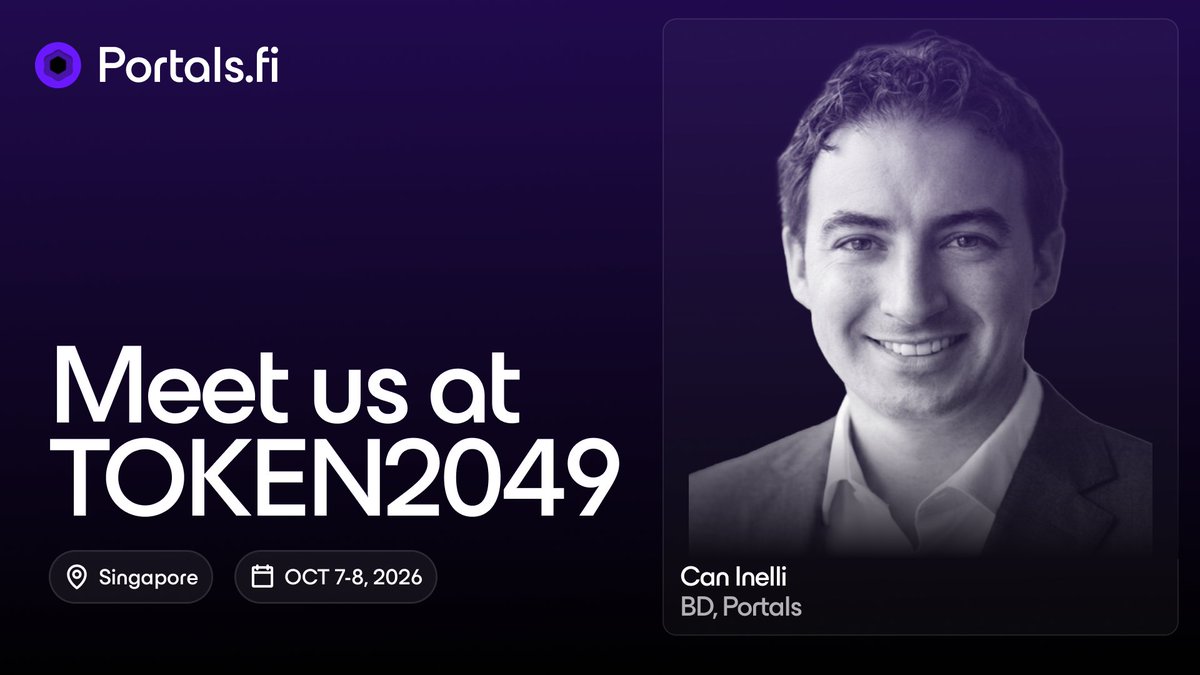 portals_fi's tweet photo. Portals is coming to @token2049 Singapore 🇸🇬

Our BD, @inelli will be on the ground throughout the week. It's a great chance to see Portals in action, exchange ideas, and explore where onchain experiences can go next.

If you’re attending and would like to connect, send us a dm. https://t.co/XE8cLLNbwO