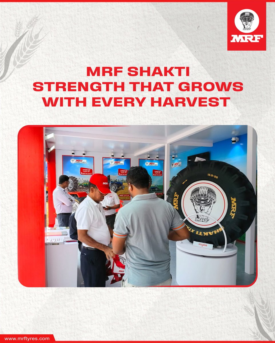 MRFWorldwide's tweet photo. Built for Indian soil, MRF Farm Tyres is at Krishi Mela 2026, UAS Dharwad, from 25th–28th September. Our complete tractor tyre range meets Karnataka’s farmer community, engineered to grip tough soil and power through every farming season.
#MRF #MRFFarmTyres #KrishiMela2026 https://t.co/QQPDo1QUmw