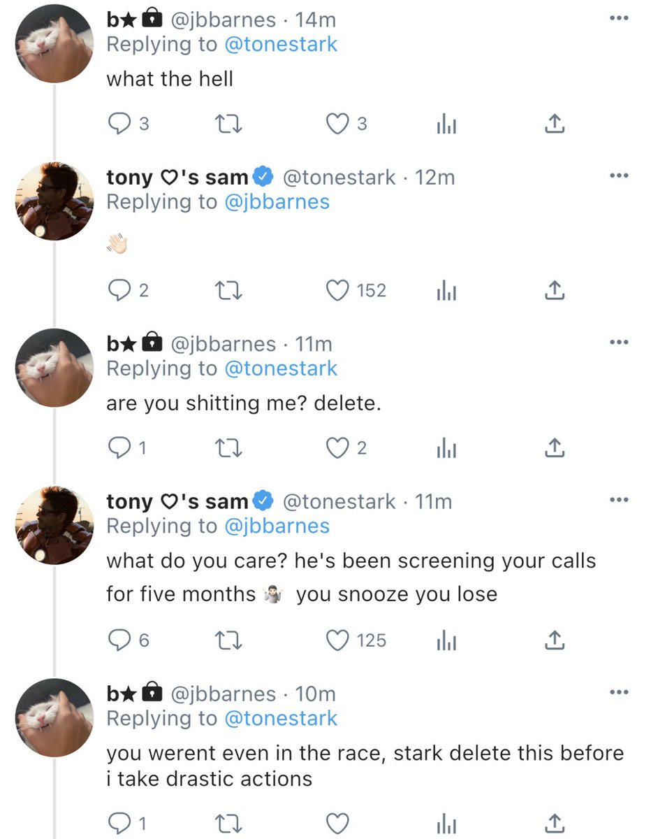 doheerim's tweet photo. bucky's been getting on tony's nerves so he joined the sam yumetwt to piss him off #yumetwt #sambucky #samtony #rhodeytony https://t.co/KsFL6WmY9D