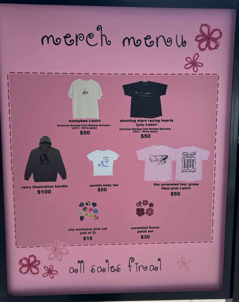 concertleaks's tweet photo. First look at the merch for Olivia Rodrigo’s The Unraveled Tour!

Each city will have several exclusive items. 
📸: @diancuh https://t.co/vbsdP2CiCx