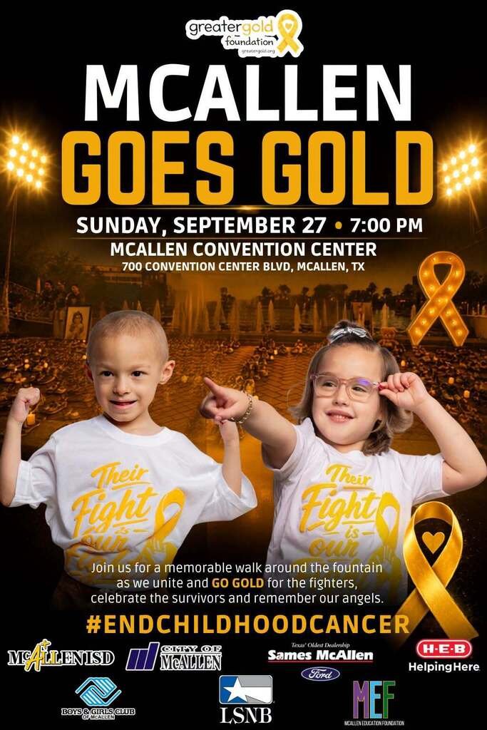McAllenISD's tweet photo. We hope you can join McAllen ISD and Greater Gold Foundation for the McAllen Goes Gold Walk this Sunday!

Walk with us as we spread awareness and show support during Childhood Cancer Awareness Month. Together, we are ALL IN for our kids. 💛 https://t.co/V7qnc1F82G