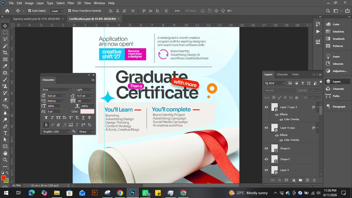 graphics49425's tweet photo. "Drop your honest opinion in the comments 👇”

creative Academy flyer
I deliver design solutions that speak Brands that sell ✍️✅ 

#chatmeup
#visualdesigner
#letscreate📈✅ https://t.co/EOwtpuGWpA