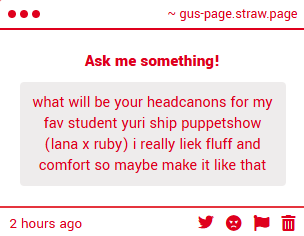 Gus_Art_'s tweet photo. Lana likes staring at Ruby's screen directly like a cat watching a microwave and purring.
#fpe #puppetshow https://t.co/0SOG8CFgl5