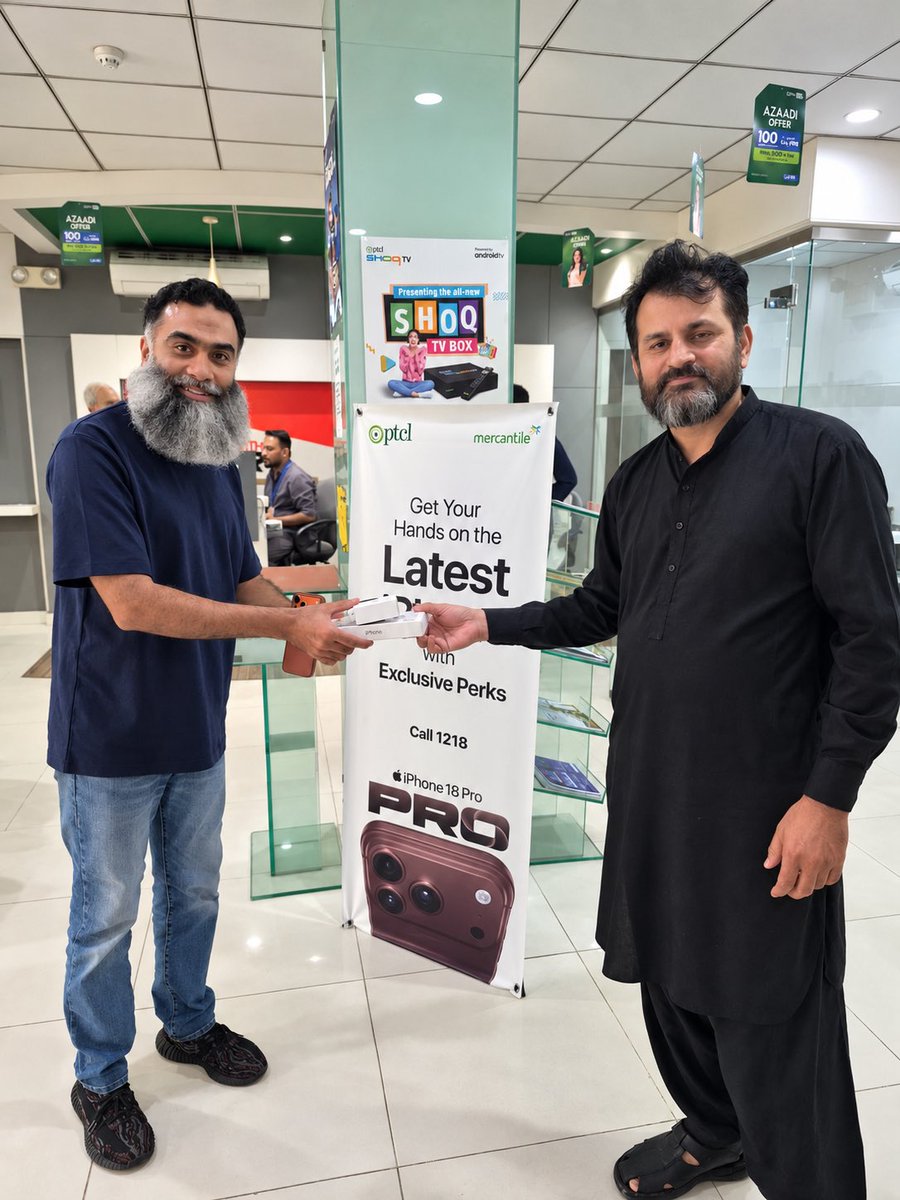 PTCLOfficial's tweet photo. New iPhone 18! New reasons to celebrate!
Customers across Karachi, Lahore and Islamabad are getting their hands on the latest iPhone 18 through PTCL Joint Shops.
Call 1218 or visit our selected Joint Shops now and buy yours. 
#PTCL #Mercantile #iPhone18 https://t.co/DyZmFw2x5i