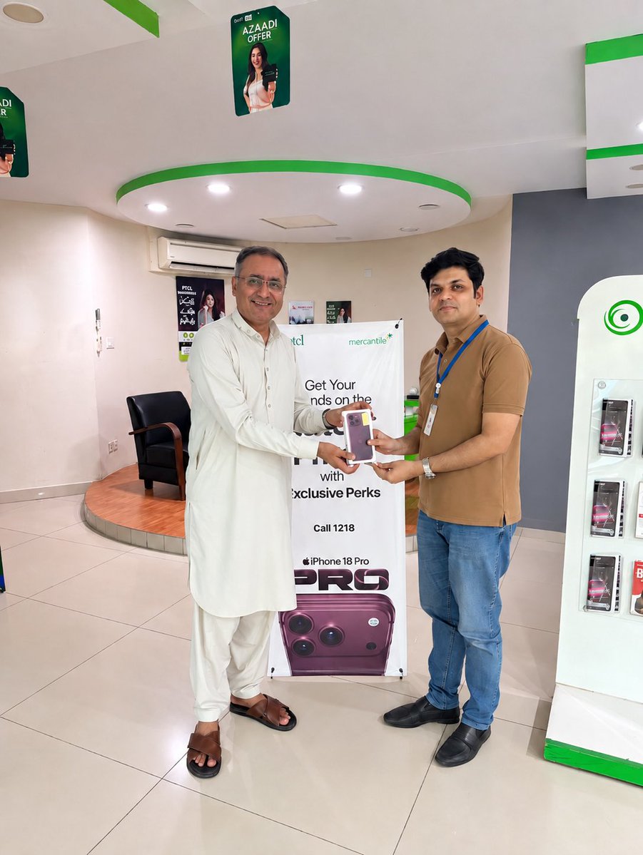 PTCLOfficial's tweet photo. New iPhone 18! New reasons to celebrate!
Customers across Karachi, Lahore and Islamabad are getting their hands on the latest iPhone 18 through PTCL Joint Shops.
Call 1218 or visit our selected Joint Shops now and buy yours. 
#PTCL #Mercantile #iPhone18 https://t.co/DyZmFw2x5i