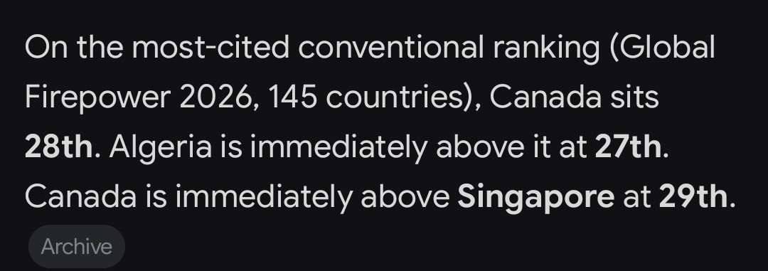 ArhsTechnology's tweet photo. @MBrant75 His war plans must be for how to defeat Singapore, because everyone else would kick Canada's ass. https://t.co/yTsaS2V9Dq