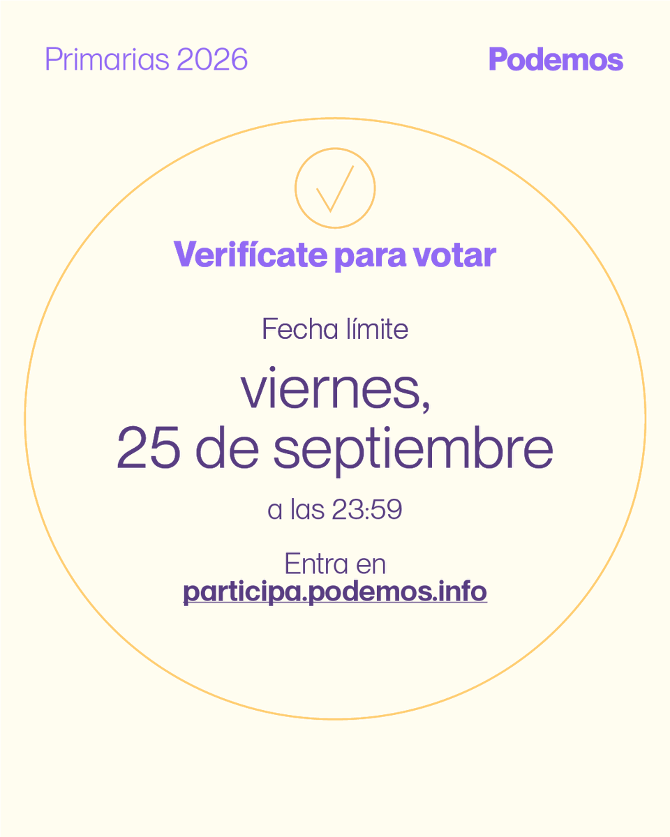 PODEMOS's tweet photo. 🗳 Como sabéis nuestro proceso de primarias está abierto, para poder votar en él es importante que os verifiquéis, si no lo habéis hecho entrad en https://t.co/tHCuaVFTlY

Aquí os dejamos el paso a paso de cómo hacerlo ⬇️ https://t.co/U33qgfc2H8