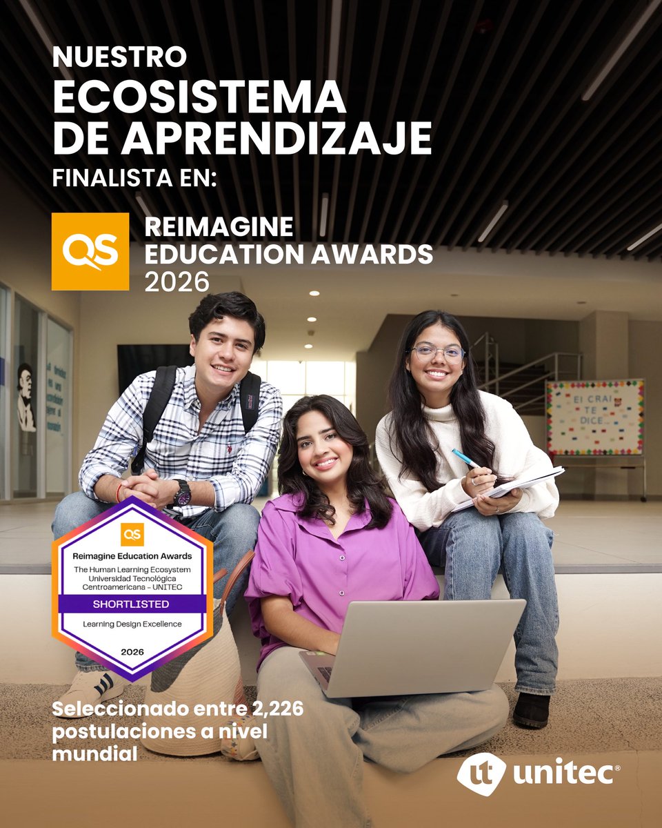 UNITEC_hn's tweet photo. Nuestro Ecosistema de Aprendizaje es FINALISTA en los QS Reimagine Education Awards 2026.🌟

De 2,226 propuestas de todo el mundo, quedamos entre las mejores en Learning Design Excellence. https://t.co/z4O3UOJwvJ