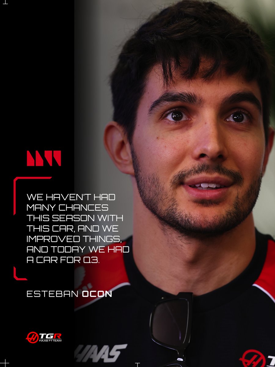 HaasF1Team's tweet photo. “We’ve got decent pace, so we’ll really try and put it together for tomorrow.” 💬 AK

Looking ahead to the #AzerbaijanGP with Ayao, Ollie, and Esteban 🤝

#HaasF1 #F1 https://t.co/mVUP3QiW0Z