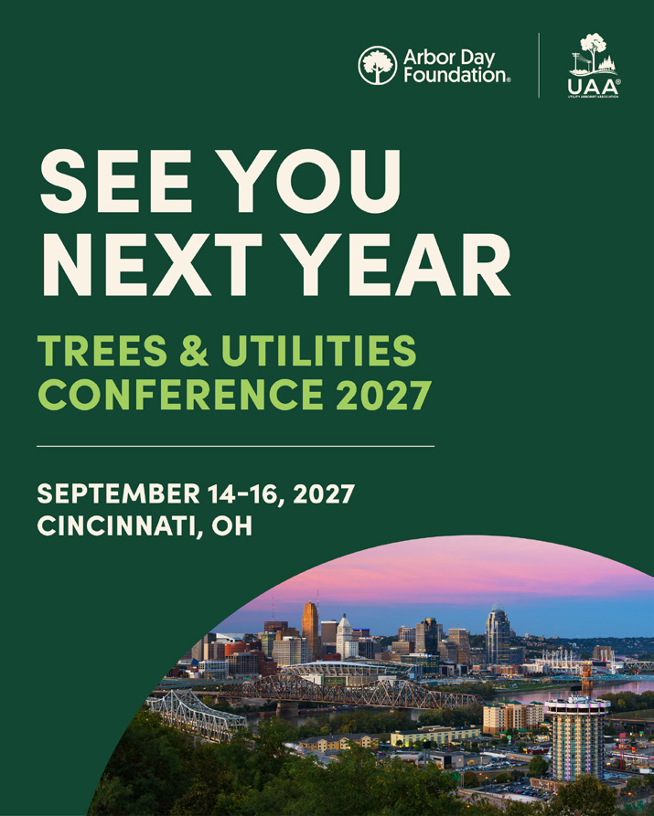 ArboristUtility's tweet photo. What an incredible week! Thanks to everyone who joined us at the 2026 Trees & Utilities Conference. Together, we're building safer, healthier, and more resilient communities. See you in Cincinnati, Sept. 14-16, 2027! #TreesAndUtilities #UVM #UrbanForestry @arborday https://t.co/reJRhlEEXm